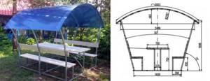 Arched gazebo made of polycarbonate photo and diagram