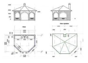 Drawing of a gazebo with a stove