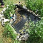 decorative pond for a summer residence from a ready-made plastic mold