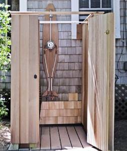 Wooden shower for a summer residence