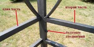 For a prefabricated metal gazebo, frames for each side are welded separately, then assembled with bolts