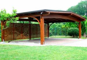 Gable carport made of wood for car parking