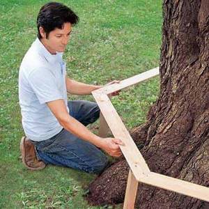 Как сделать скамью вокруг дерева