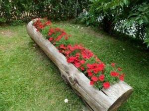 Log flowerbed