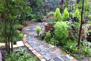 beautiful courtyard of a private house photo of paths