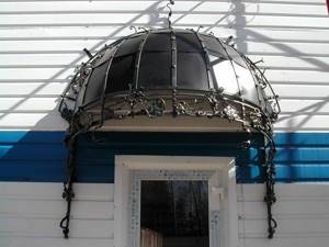 Metal porch in a private house in the photo