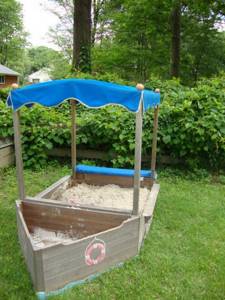 small do-it-yourself sandbox in the yard