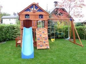 small playground for children made from scrap materials