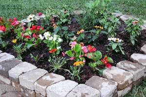 Small flower garden made of paving slabs - photo 2