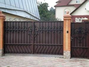 Metal swing gates with a wicket (44 photos): features of selection and installation