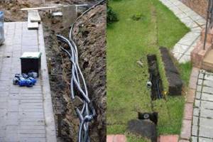 One of the stages of creating an automatic irrigation system with your own hands is earthworks and laying main hoses