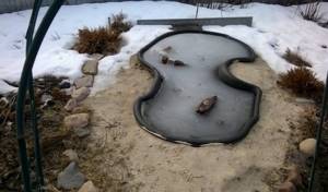 Plastic pond in winter