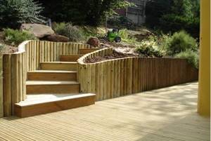 Wooden retaining wall