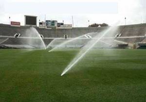 Watering the stadium