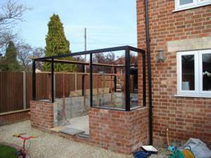 garage extension to a brick house