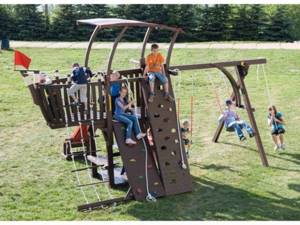 spacious playground for children made from scrap materials