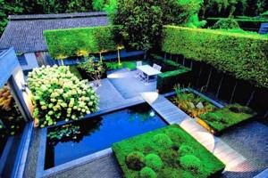Rectangular garden in high-tech style