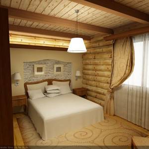 Curtains for small windows in a wooden house