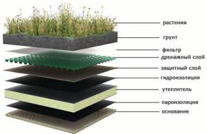 Слои устройства травяной крыши