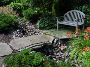 dry stream in the garden photo