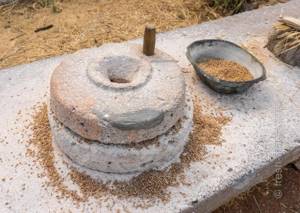 Millstones have been used for grinding grain since ancient times.